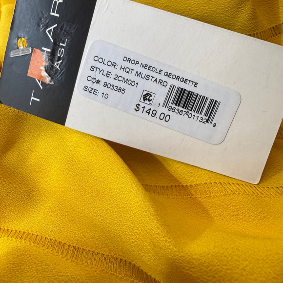 Tahari ASL Yellow Midi Dress Size 10 Button Front Tiered Hot Mustard NWT - Picture 8 of 9